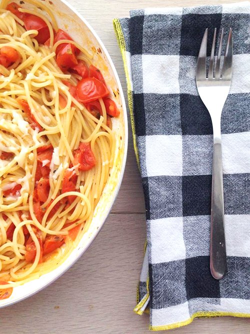 Spaghetti risottati con pomodorini e origano